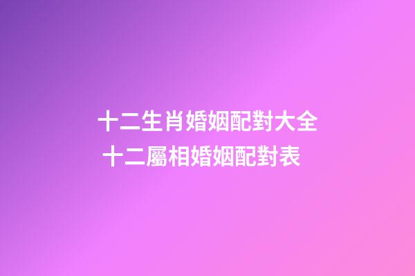 十二生肖婚姻配對大全 十二屬相婚姻配對表-第1張-觀點-玄機派